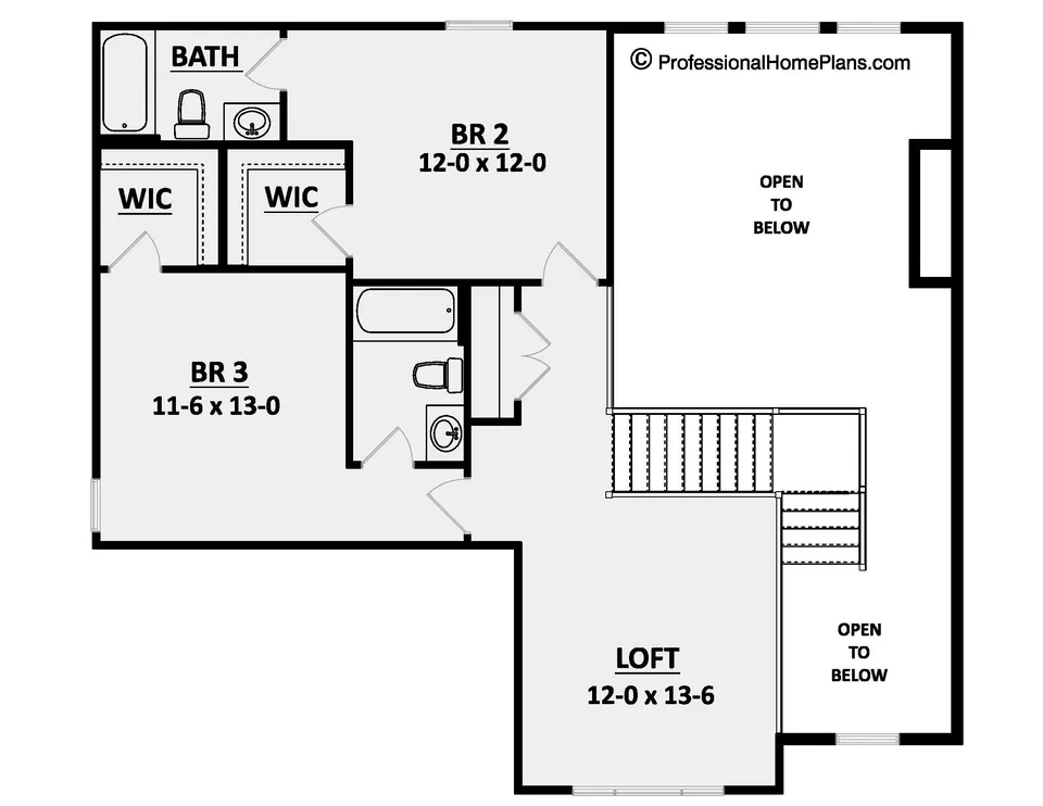 The Cobblestone second level floor plan